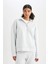 Fit Oversize Geniş Kalıp Fermuarlı Dik Yaka Skuba Dalgıç Kumaş Sporcu Basic Düz Sweatshirt C9404AX24AU 6