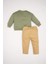 Erkek Bebek 2'li Takım Ayıcık Baskılı Sweatshirt Beli Lastikli Pantolon D5402A524WN 6