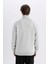 Relax Fit Fermuarlı Dik Yaka Baskılı Kalın Sweatshirt D2165AX24AU 6
