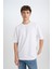 Oversize Geniş Kalıp Ütü Gerektirmeyen Bisiklet Yaka Kısa Kollu Basic Düz Ağır Kumaş Beyaz Tişört X3926AZ25SP 6