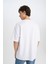 Oversize Geniş Kalıp Ütü Gerektirmeyen Bisiklet Yaka Kısa Kollu Basic Düz Ağır Kumaş Beyaz Tişört X3926AZ25SP 9