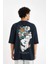 %100 Pamuk Loose Fit Bisiklet Yaka Sırt Baskılı Kısa Kollu Tişört B4320AX24AU 8