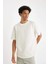 Boxy Fit Bisiklet Yaka Kısa Kollu Basic Düz Waffle Tişört B4443AX24AU 8