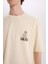 %100 Pamuk One Piece Oversize Geniş Kalıp Bisiklet Yaka Sırt Baskılı Kısa Kollu Tişört B8098AX25SP 6