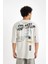 %100 Pamuk Loose Fit Bisiklet Yaka Sırt Baskılı Kısa Kollu Tişört B8950AX24AU 7
