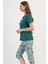 Pamuklu Kadın Tamamı Düğmeli Kısa Kol Kaprili Pijama Takım , 408386 2