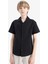 Erkek Çocuk Oversize Geniş Kalıp Polo Yaka Keten Görünümlü Kısa Kollu Gömlek D5861A825SM 7