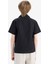Erkek Çocuk Oversize Geniş Kalıp Polo Yaka Keten Görünümlü Kısa Kollu Gömlek D5861A825SM 10