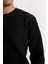 Siyah Regular Fit Bisiklet Yaka Jakarlı Sweatshirt D5392AX24AU 6