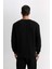 Siyah Regular Fit Bisiklet Yaka Jakarlı Sweatshirt D5392AX24AU 7