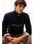 Erkek Tommy Logo Mockneck Fermuarlı Sweatshirt - Lacivert 2