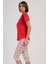 Pamuklu Kadın Kısa Kol Kaprili Pijama Takım , 408369 3