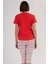 Pamuklu Kadın Kısa Kol Kaprili Pijama Takım , 408369 4