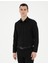 Siyah Slim Fit Armürlü Uzun Kollu Gömlek 3