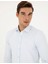 Açık Mavi Slim Fit Armürlü Uzun Kollu Gömlek 2