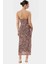 Maxi Leopar Desenli Bodycon Elbise 95% Polyester Astarlı Boyundan Bağlamalı Şık Görünüm 3