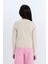 Kız Çocuk Cropped Fit Bisiklet Yaka Baskılı Fitilli Kaşkorse Uzun Kollu Tişört D3430A824WN 6