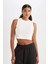 Fit Crop Bisiklet Yaka Modal Sporcu Basic Düz Atlet D6038AX24AU 7