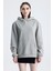 Gri Relaxed Fit Unisex Hoodie %100 Pamuk Kapüşonlu Kanguru Cepli Düz Renk 1