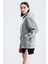 Gri Relaxed Fit Unisex Hoodie %100 Pamuk Kapüşonlu Kanguru Cepli Düz Renk 2