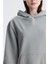 Gri Relaxed Fit Unisex Hoodie %100 Pamuk Kapüşonlu Kanguru Cepli Düz Renk 5