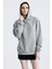 Gri Relaxed Fit Unisex Hoodie %100 Pamuk Kapüşonlu Kanguru Cepli Düz Renk 7
