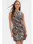 Zebra Desenli Mini Krep Elbise Bodycon Kesim Yazlık Polyester Kumaş Uzun Ömürlü Premium Kalite 1