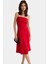 Straplez A Line Midi Örme Elbise Polyester Karışımlı Yazlık Kaliteli Işçilik Seçkin Malzeme 1
