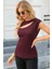 Kadın Sıfır Kol Pencere Detay Viskon T-Shirt 7