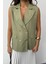 Gold Düğmeli Keten Yelek - Yeşil 3