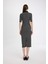 Bodycon Vücuda Oturan Düğmeli Polo Yaka Çizgili Fitilli Kaşkorse Yarım Kol Midi Elbise D5864AX24AU 8