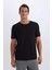 Slim Fit Dar Kesim Bisiklet Yaka Modal Karışımlı Pamuklu Basic Düz Kısa Kollu Siyah Tişört M6606AZ25SP 7
