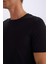 Slim Fit Dar Kesim Bisiklet Yaka Modal Karışımlı Pamuklu Basic Düz Kısa Kollu Siyah Tişört M6606AZ25SP 9
