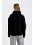 Oversize Geniş Kalıp Fermuarlı Dik Yaka Cepli Basic Düz Kalın Siyah Sweatshirt D7206AX24WN 6