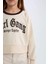 Kız Çocuk Relax Fit Bisiklet Yaka Baskılı İçi Yumuşak Tüylü Sweatshirt D7042A824WN 6