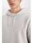 Regular Fit Kapüşonlu Kanguru Cepli İçi Yumuşak Tüylü Basic Düz Sweatshirt X8283AZ25SP 6