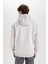Regular Fit Kapüşonlu Kanguru Cepli İçi Yumuşak Tüylü Basic Düz Sweatshirt X8283AZ25SP 8