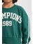 Kız Çocuk Relax Fit Bisiklet Yaka Baskılı Sweatshirt D7442A825SP 8
