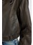 Relax Fit Suni Deri Ceket Mont Fermuarlı Çift Cepli D5754AX25SP 7
