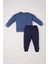 Erkek Bebek 2'li Takım Bisiklet Yaka Çizgili Sweatshirt Beli Lastikli Eşofman Altı D7750A525SP 6