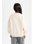 Kız Çocuk Relax Fit Bisiklet Yaka Baskılı Sweatshirt D7055A824WN 6