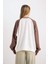Coool Loose Fit Bisiklet Yaka Baskılı Renk Bloklu Sweatshirt D6669AX24WN 6