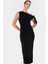 Vücuda Oturan Maxi Elbise Tek Omuz Asimetrik Yaka Polyester Kumaş Rahat Kullanım 3