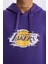Fit NBA Los Angeles Lakers Standart Fit Kapüşonlu Baskılı Kalın Sporcu Sweatshirt D8512AX24AU 6
