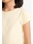 Kız Çocuk Slim Fit Dar Kesim Bisiklet Yaka Basic Düz Fitilli Kaşkorse Kısa Kollu Tişört B3053A825SM 8