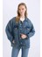 Oversize Geniş Kalıp Jean Ceket D8664AX25SP 8
