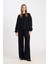 Coool Oversize Geniş Kalıp Bisiklet Yaka Basic Düz Kalın Siyah Sweatshirt D9022AXNS 7