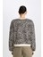 Boxy Fit Bisiklet Yaka Leopar Desenli Kalın Sweatshirt D8722AX24WN 6