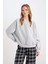 Coool Oversize Geniş Kalıp Bisiklet Yaka Basic Düz Kalın Gri Sweatshirt D9022AXNS 8