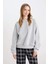 Coool Oversize Geniş Kalıp Bisiklet Yaka Basic Düz Kalın Gri Sweatshirt D9022AXNS 9